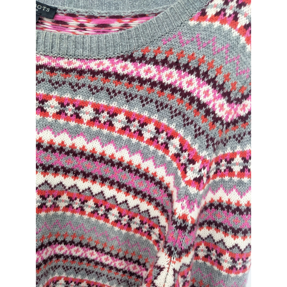 Talbots Sweater Womens Plus 14W Gray Pink‎ Lambswool Blend Fair Isle Grandpa - Picture 3 of 9
